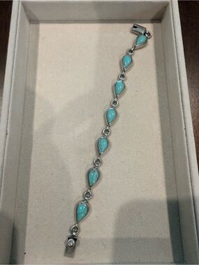 Turquoise Teardrop 925 Silver Bracelet